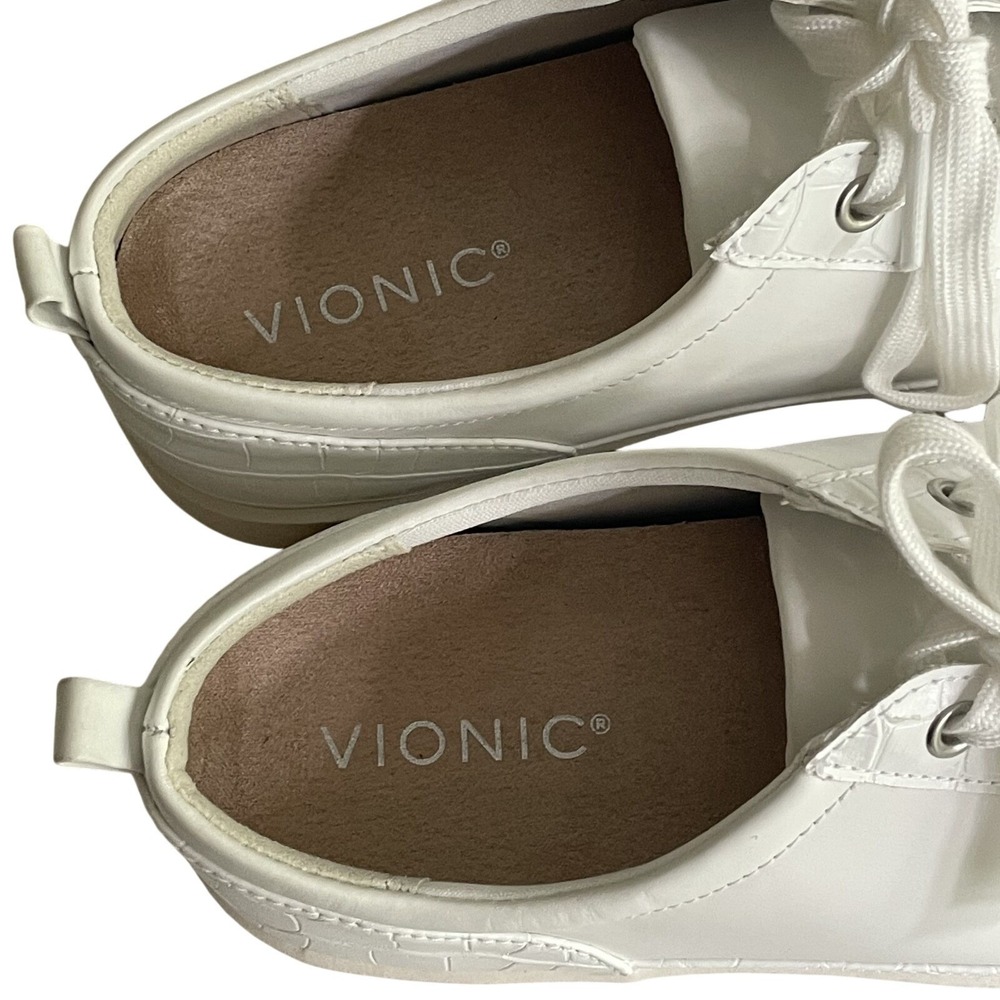 Vionic Winny White Croc Embossed Lace Up Sneakers Wide 9 - Picture 5 of 10